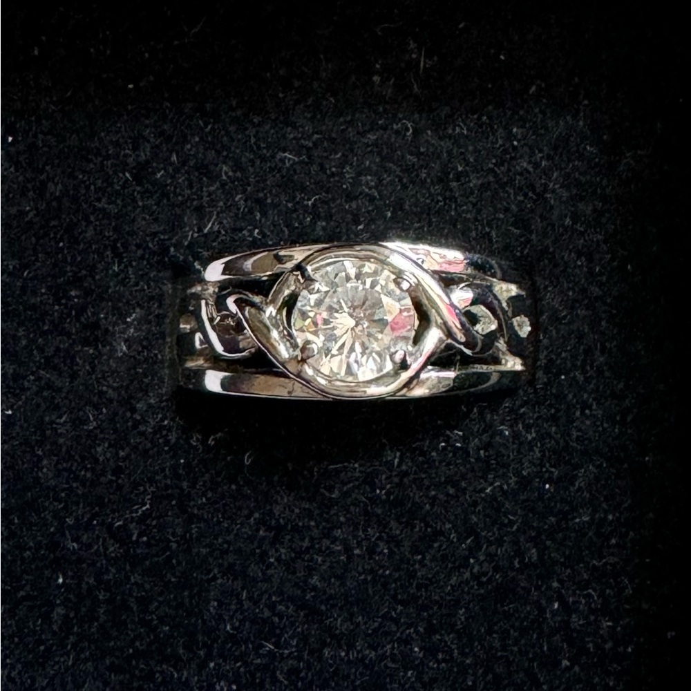 Silver Celtic Knot Engagement Ring, Cubic Zirconium  Ring size